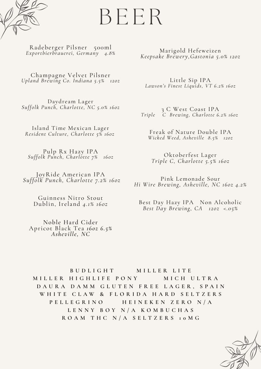 Vin Master printed menu: Beer